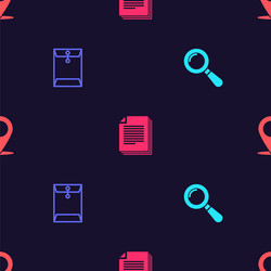 set magnifying glass envelope document and map vector image