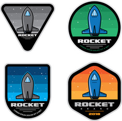 set rocket badge with a different shape vector