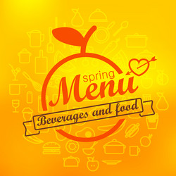 Spring menu label design lineart concept vector