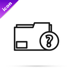 black line unknown document folder icon isolated vector image