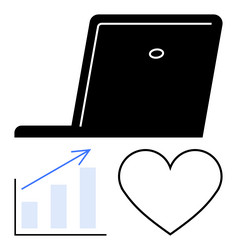 laptop with bar chart and heart representing vector image