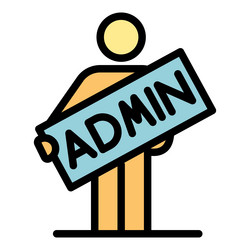 man with the inscription admin icon color outline vector image