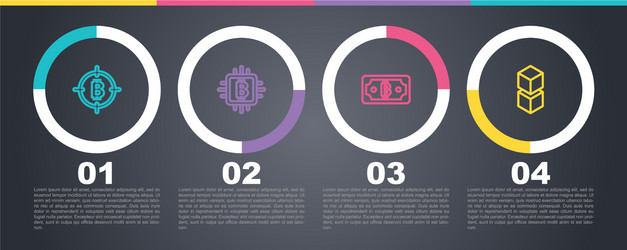 set line bitcoin in target cpu mining farm vector image