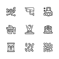 set line medical pill biohacking computer vision vector image