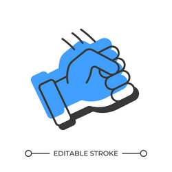 threatening fist offset shadow line icon vector image