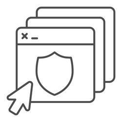 Web page protection shield thin line icon vector