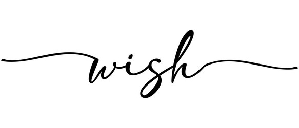 wish - continuous one line calligraphy typography vector