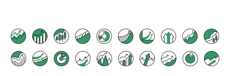 a set of icons for graphs and diagrams vector image