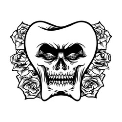dental skull rose background silhouette Vector Image