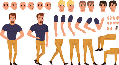 Handsome man creation set with various views Vector Image