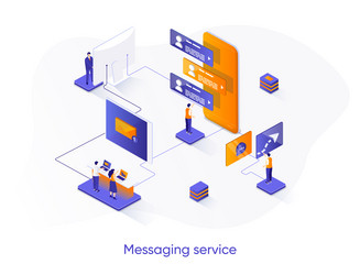 messaging service isometric web banner internet vector image