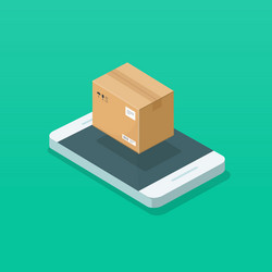 Parcel box on mobile phone vector