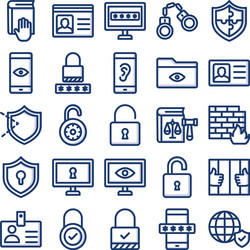 security isolated icons set every single c vector