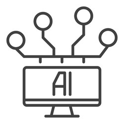 computer with ai artificial intelligence linear vector image