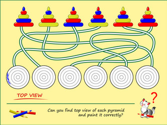 Logic puzzle game for kids can you find top view vector