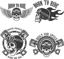 Racer Skull Emblems - Ride Set Vector Image