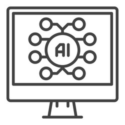 computer with ai artificial intelligence outline vector image