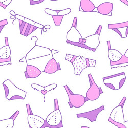 Lingerie seamless pattern with flat line icons vector