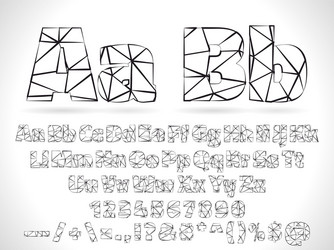 lowpoly font alphabet with numbers vector image