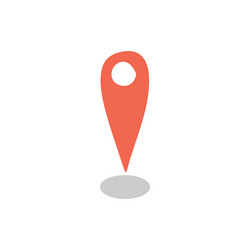 red pin point icon flat sign map location pointer vector image