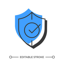 shield with tick mark offset shadow line icon vector image