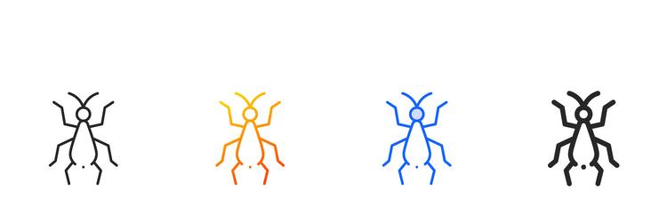 bug iconthin linear gradient blue stroke and bold vector image