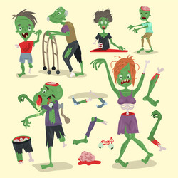 colorful zombie scary cartoon elements halloween vector