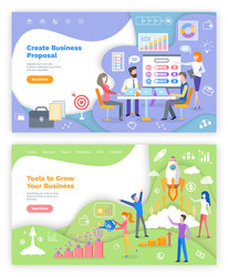 Create proposal tools to grow business web pages vector