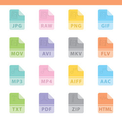 file format flat icons vector