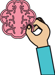 Hand with brain icon Royalty Free Vector Image