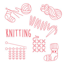 knitting related object set with text vector image