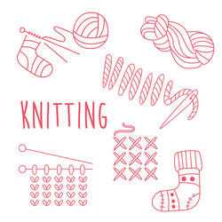 knitting related object set with text vector