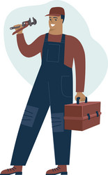 Smiling Plumber with Toolbox vector image