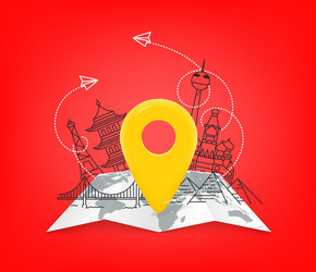 Travel Map with Pointer & Paper vector image