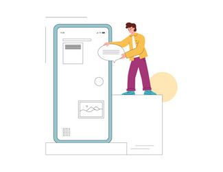 ui and ux designer develops app framework flat vector image