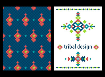 Vertical card with bright tribal ornament vector