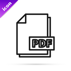 black line pdf file document download button vector image