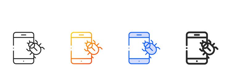bug iconthin linear gradient blue stroke and bold vector image