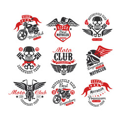 collection of vintage motorcycle emblems original Vector Image