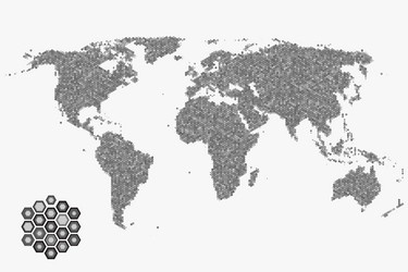 flat earth world map with hexagonal dots vector image