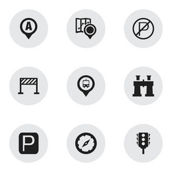 Set of 9 editable map icons includes symbols vector