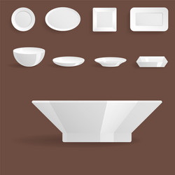 Empty white plates set isolated vector