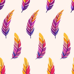feathers seamless color pattern yellow red vector image
