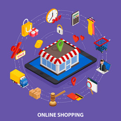 flat 3d web isometric e-commerce electronic vector image
