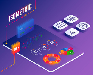 isometric set marketing portfolio and algorithm vector image