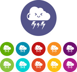 lightning icons set color vector image