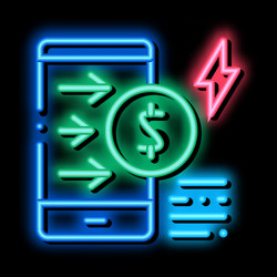 money transfer phone neon glow icon vector