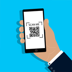 Phone in hand scanner qr code scan icon vector