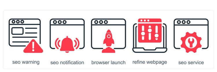 a set of 5 business icons as seo warning vector image