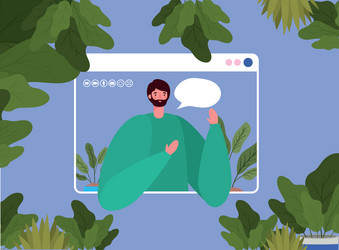 man avatar with bubble on website in video chat vector image